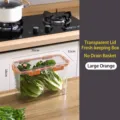 Large transparent food grade plastic storage container with orange lid for fridge - Refrigerator Storage Box (XT-1010) / Large (3.5L) / Orange