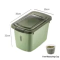 Grand bac à riz vert de qualité alimentaire avec couvercle et gobelet doseur, 35x20x22cm - Avec Tasse à Mesurer / Vert menthe