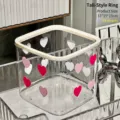 Detailed view of heart pattern desktop storage box measuring 15x15x15cm with 16 hearts - High Style with Press Ring (Heart Pattern)