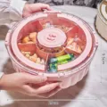 Luxe pink 29cm divided snack box with clear lid for nuts and candy storage - Divided Sealed Fruit Tray (Bowknot) / 29x9.5cm / Pink Portable (Bowknot)