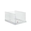 Transparent stackable storage bin for wardrobe organization with ribbed texture - Individual Packaging / Transparent Medium