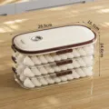 Caja de almacenamiento de dumplings de tres capas para refrigerador con medidas - 3 Capas (28.9*16.7*14.6cm) / Blanco Leche Transparente