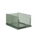 Stackable translucent grey storage bin with ribbed texture for wardrobe clothes organization - Individual Packaging / Transparent Green (Medium)