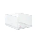 Transparent stackable drawer storage bin for closet organization with ribbed plastic design - Individual Packaging / Large Transparent