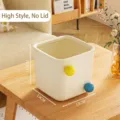 Cream-colored desktop storage box with decorative yellow and blue spherical knobs - High Style Creamy White Without Lid (Three-Color Balls)