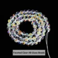 Facettierte weiße AB schillernde Kristallglasperlen für die DIY-Schmuckherstellung - 8mm 50cm/Strand Approx 70pcs / Facettiert Weiß AB Glasperlen