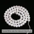 Facettierte opalisierende weiße Glasperlen für DIY-Schmuckherstellung und Zubehör - 8mm 50cm/Strand Approx 70pcs / Facettiert Opalweiß Hochfarbige Glasperlen