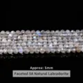 5mm gefacetteerde 5A natuurlijke grijze maansteen kralen voor sieraden - Gefacetteerde kralen / 5mm (Ongeveer 75 Stuks) / Gefacetteerde Klasse 5A Natuurlijke Grijze Maansteen
