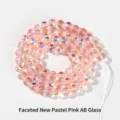 Facettierte irisierende rosa Glasperlen mit AB-Beschichtung für die DIY-Schmuckherstellung - 8mm 50cm/Strand Approx 70pcs / Facettiert Wasserrosa Neu AB Glasperlen