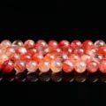 Perle tonde in quarzo fiore di gomma rossa naturale 7A per la creazione di gioielli - Quarzo Lepidocrocite Rosso Naturale 7A / 6mm (circa 60 pezzi)