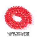 Facettierte porzellanrote Glasperlen für DIY Schmuckherstellung mit hohem Glanz - 8mm 50cm/Strand Approx 70pcs / Facettiert Porzellanrot Hochfarbige Glasperlen