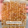 Natural 8mm yellow tower citrine crystal round beads for DIY handmade jewelry crafts - 6mm Approx 60 Pcs / 5A Natural Yellow Tower Crystal
