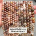 Natural layered phantom crystal round beads for DIY jewelry making and bracelets - Natural Thousand Layer Phantom Quartz