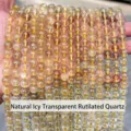 High-quality 8mm natural gold rutilated quartz beads for handmade DIY jewelry making - 6mm Approx 60 Pcs / Icy Yellow