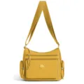 Yellow nylon multi-layer shoulder bag, lightweight casual crossbody bag with large capacity. - Yellow