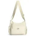 Casual nylon crossbody bag with multiple zip pockets, lightweight daily shoulder handbag. - Off White