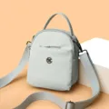 Mini borsa a tracolla in nylon verde chiaro zaino casual multitasche elegante nuovo - Taglia unica / Blu grigiastro