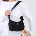 Versatile black nylon crossbody bag for women, ideal for daily commute and casual outings. - One Size / Black
