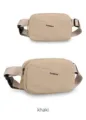 Minimalist outdoor sports waist bag in khaki with adjustable strap and front pocket - Khaki / One Size