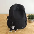 Black casual large capacity backpack Japanese style minimalist school bag for students daily use. - One Size / Black