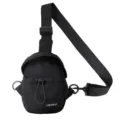 Unisex black outdoor casual chest bag with adjustable shoulder strap - M / Black