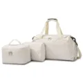 Lightweight nylon quilted travel bag set with large capacity duffel and cosmetic pouches. - One Size / Off White