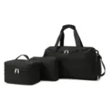 Black quilted travel bag set with large duffel and cosmetic bags for women. - One Size / Black