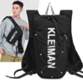 Lightweight black outdoor running vest backpack with reflective bungee cords and mesh straps - Drawstring Style (2067) / Black