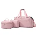 Conjunto de bolsa de viaje acolchada de nailon rosa con estuches de almacenamiento para mujer - Talla única / Rosa