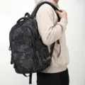 Camouflage rugzak grote capaciteit schooltas trendy werkstijl voor studenten - Zwart