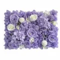 Elegant purple and white artificial flower wall panel with silk roses and hydrangeas - Candy Purple