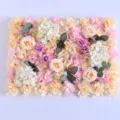 Kunstmatige bloemenmuur achtergrond paneel roze witte roos huwelijk decor detail opname - Champagne
