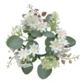 Artificial eucalyptus flower candle ring white floral wreath table decor home party - White Daisy Wreath