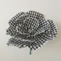 Black and white gingham fabric artificial flower, vintage decorative floral prop for weddings. - Black and White Plaid 40cm