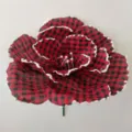Close-up detail of red and black buffalo plaid artificial flower with white frosted edges. - Red and Black Plaid 40cm