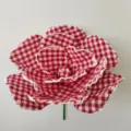 Large red white gingham fabric artificial flower detail for wedding decoration and display props. - Red and White Plaid 40cm