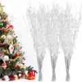 36 Piezas Ramas De Bayas Artificiales Con Purpurina Blanca Decoración Árbol Navidad - Combinación de 36 piezas blanco
