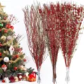 Ramas de bayas navideñas con purpurina roja y dorada ideales para arreglos festivos de árboles. - Combinación de 36 piezas rojo y dorado