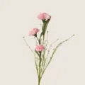 Artificial 3-head pink carnation bouquet for home decor and wedding floral arrangements. - Pink