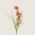 Orange 3-head artificial carnation bouquet fake flower for home wedding decoration gift - Orange