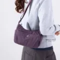 Purple nylon crossbody bag for women, stylish minimalist commuting shoulder bag for daily use - One Size / Purple
