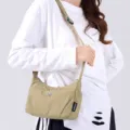 Khaki nylon crossbody bag for women, fashion commuter style small square bag - One Size / Khaki