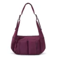 Large capacity waterproof nylon hobo crossbody bag, casual shoulder dumpling bag for women. - Fuschia