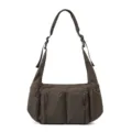 Grande borsa a tracolla in nylon capiente borsa casual dumpling con tasche multiple utili - Tè Brunastro