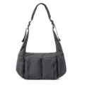 Borsa a tracolla hobo impermeabile per uomo e donna, grande borsa casual in nylon. - Grigio scuro