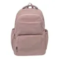 Pink casual backpack with large capacity, multi-pocket school bag for daily commute travel. - Pink