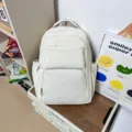 Minimalist large-capacity men's backpack, casual student school bag for daily commute and travel. - White