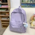 Stilvoller pastellvioletter Rucksack für Schüler mit großem Fassungsvermögen und süßem Anhänger - Ohne Anhänger / Lila