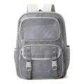 Breathable grey mesh backpack, large capacity school bag for daily travel and student use. - One Size / Gray