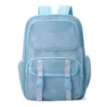 Light blue breathable mesh backpack for school, travel, and fitness with double buckles. - One Size / Blue